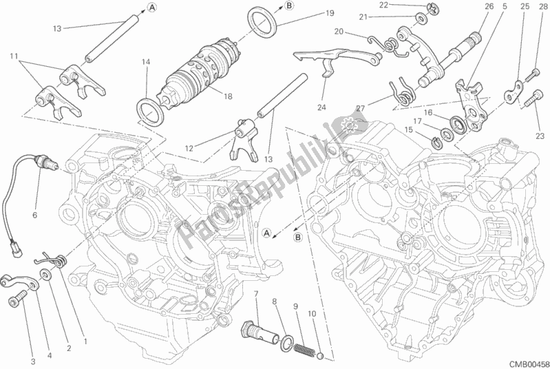 All parts for the Gearchange Control of the Ducati Diavel FL USA 1200 2016